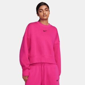 Nike Phoenix Oversized Crewneck Sweatshirt in Fireberry